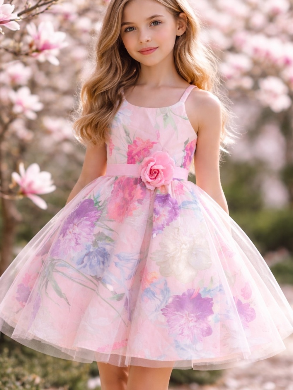 Brand new beautiful Sweet Heart Rose Pink Floral Tulle Dress